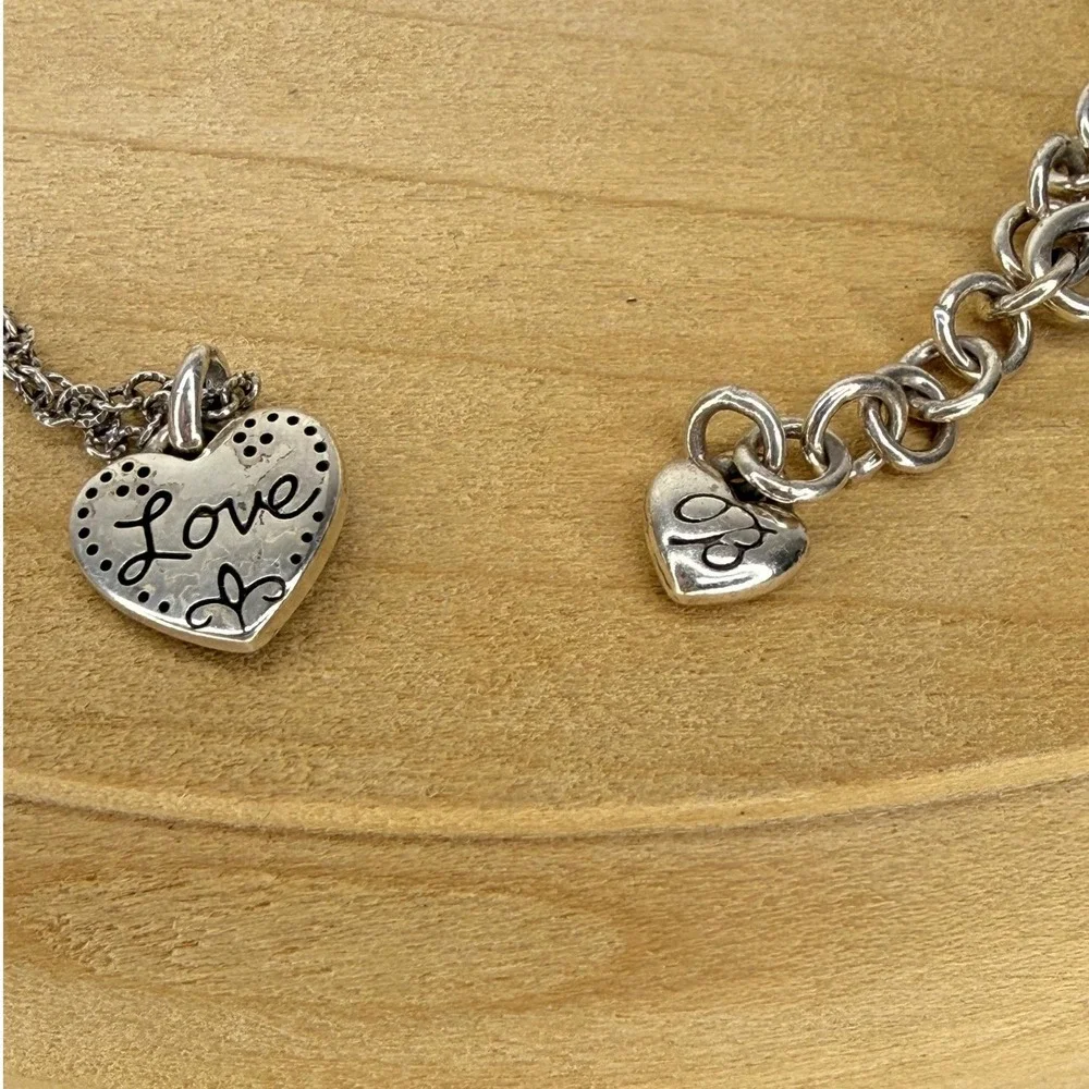 Brighton Love Heart Necklace Silver Plated Y2K Retired Pendant‎ Adjustable Chain